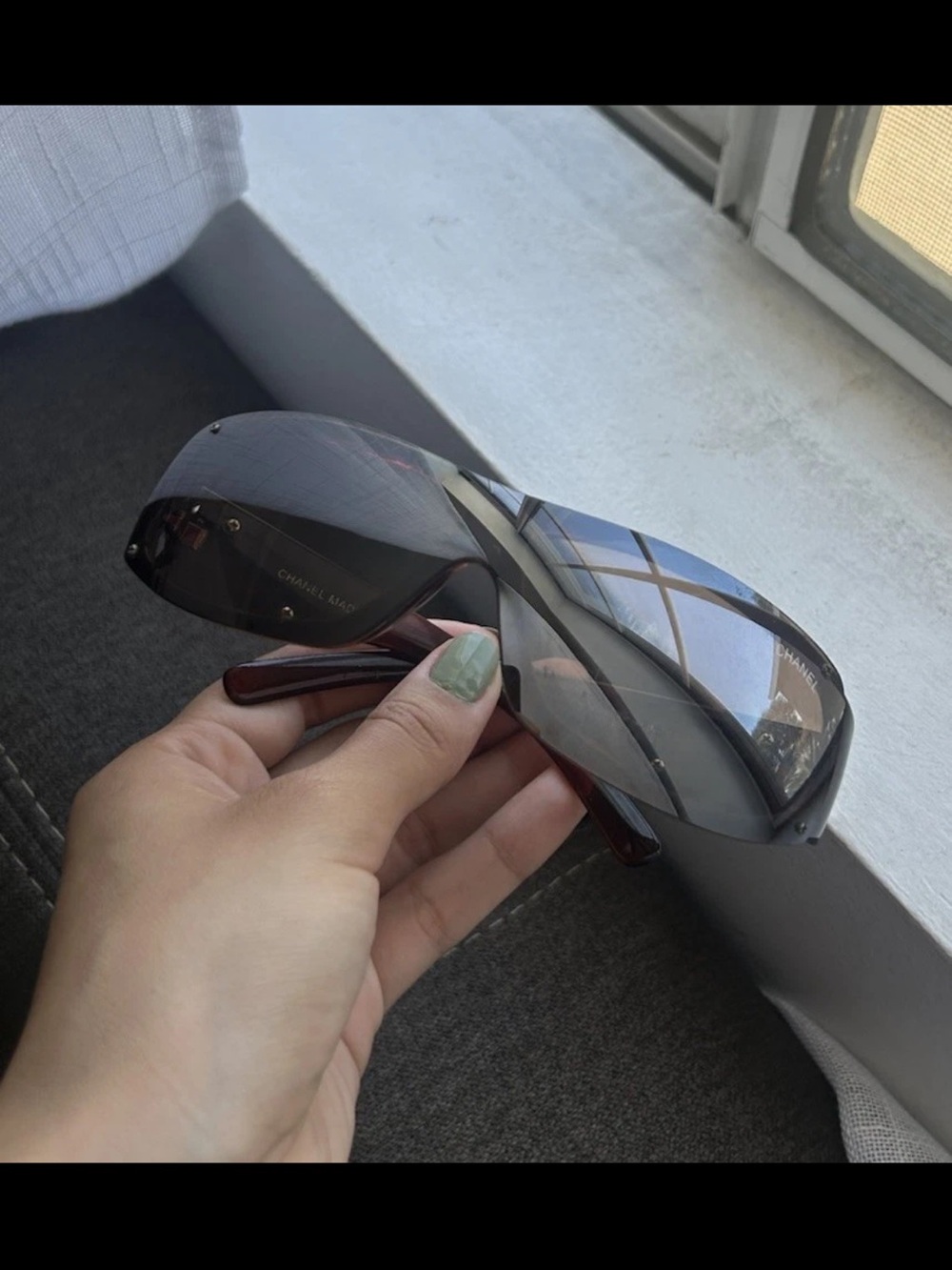 Rare CHANEL Brown Rectangular Sunglasses with Silver CC Logos - Picture 10 of 12